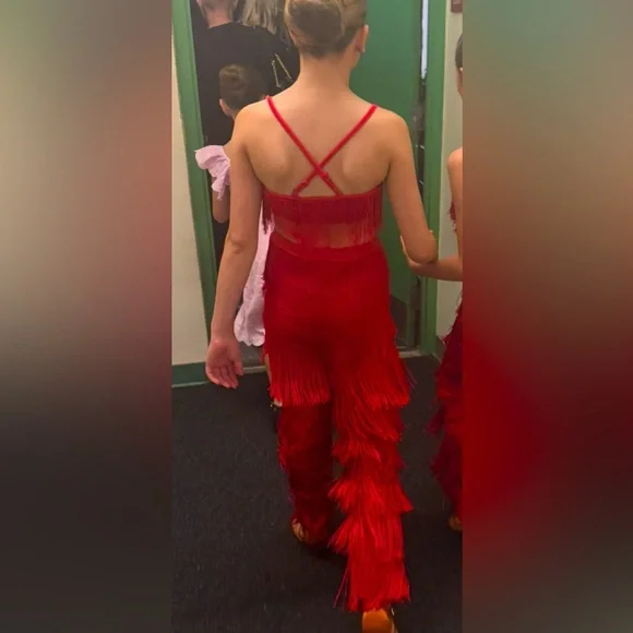 Weissman Red Fringe Latin Dance Set (Child Medium) - Picture 3 of 7